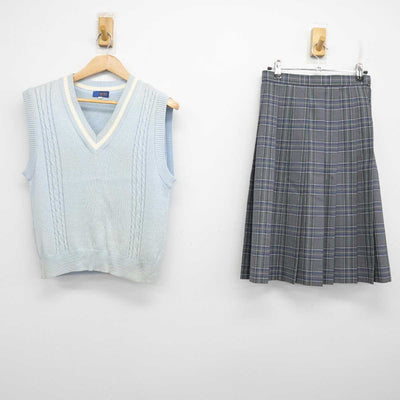 【中古】秋田県 平成高等学校 女子制服 2点 (ニットベスト・スカート) sf089431