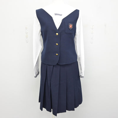 【中古】岡山県 就実高等学校 女子制服 4点 (ブレザー・ベスト・セーラー服・スカート) sf090125