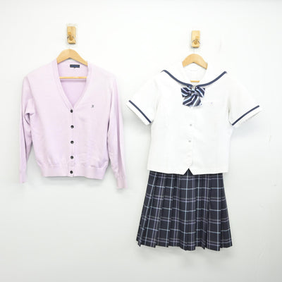 【中古】岐阜県 多治見西高等学校附属中学校 女子制服 4点 (セーラー服・ニット・スカート) sf090322
