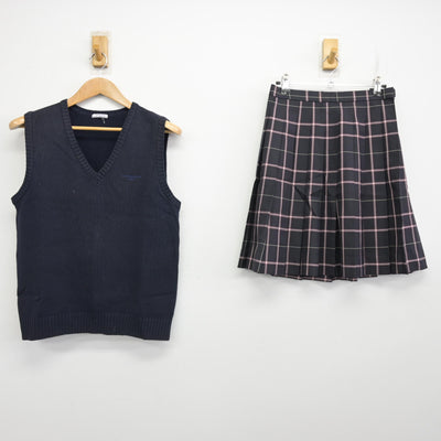 【中古】埼玉県 東京成徳大学深谷高等学校 女子制服 2点 (ニットベスト・スカート) sf090555