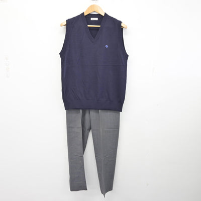 【中古】千葉県 敬愛学園高等学校 男子制服 2点 (ニットベスト・ズボン) sf090623