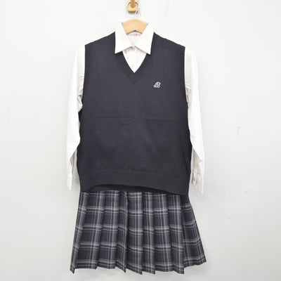 【中古】埼玉県 大妻嵐山高等学校 女子制服 3点 (ニットベスト・シャツ・スカート) sf090729