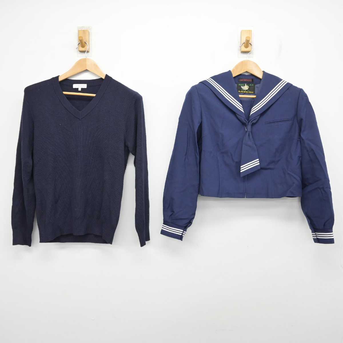 【中古】埼玉県 武蔵野中学校 女子制服 4点 (ニット・セーラー服・ジャンパースカート) sf090808