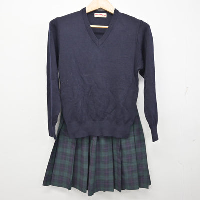 【中古】京都府 大原野中学校 女子制服 4点 (ブレザー・ニット・スカート) sf090875