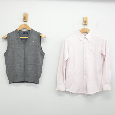 【中古】鹿児島県 鳳凰高等学校 女子制服 2点 (ニットベスト・シャツ) sf091076