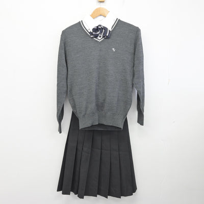 【中古】兵庫県 神戸高塚高等学校 女子制服 5点 (ブレザー・ニット・シャツ・スカート) sf091129
