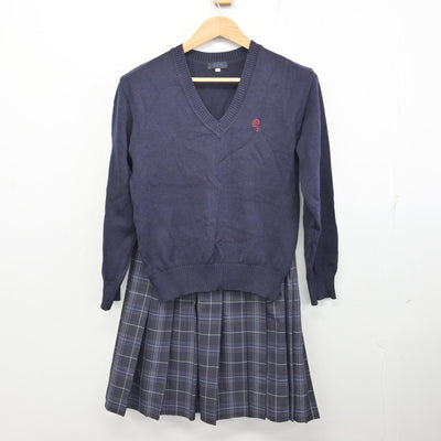 【中古】東京都 青梅総合高等学校 女子制服 5点 (ブレザー・ニット・スカート) sf091164