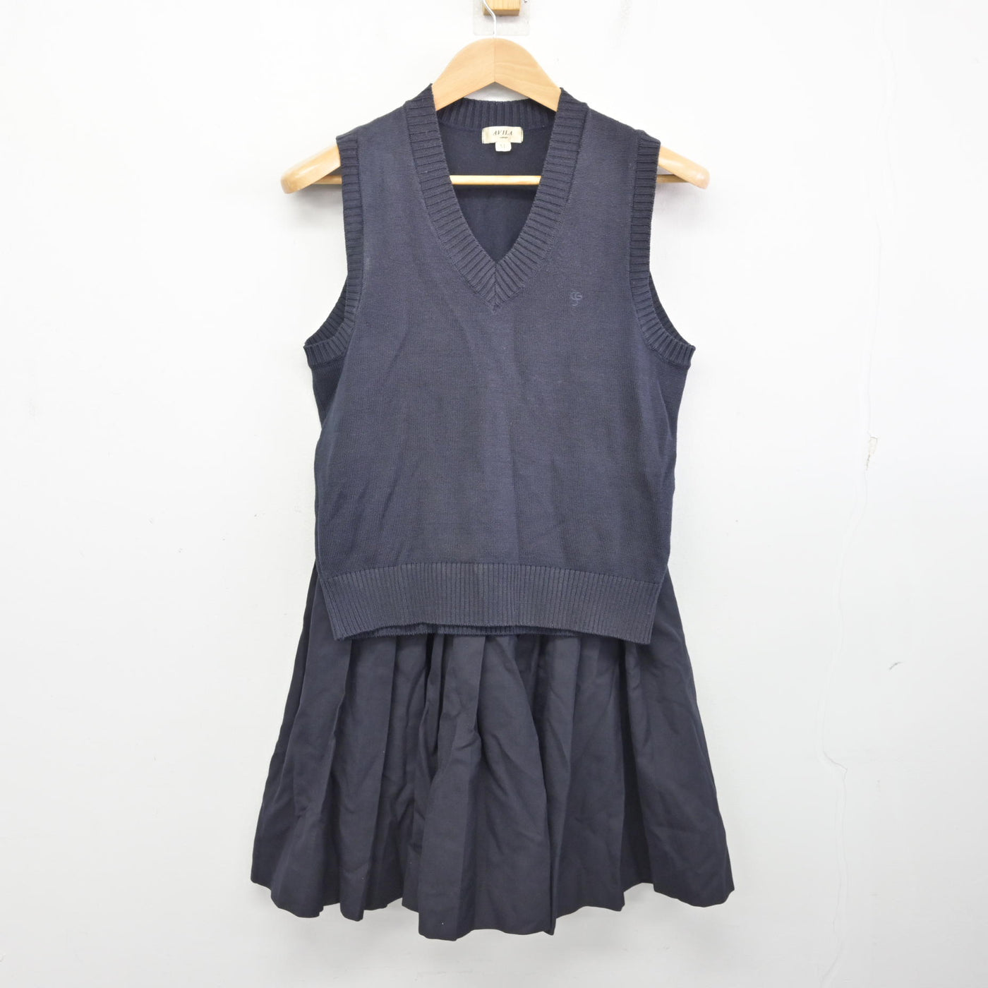 【中古】兵庫県 須磨学園高等学校・中学校 女子制服 2点 (ニットベスト・スカート) sf091169