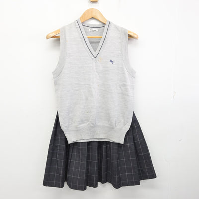 【中古】宮城県 仙台商業高等学校 女子制服 2点 (ニットベスト・スカート) sf091184