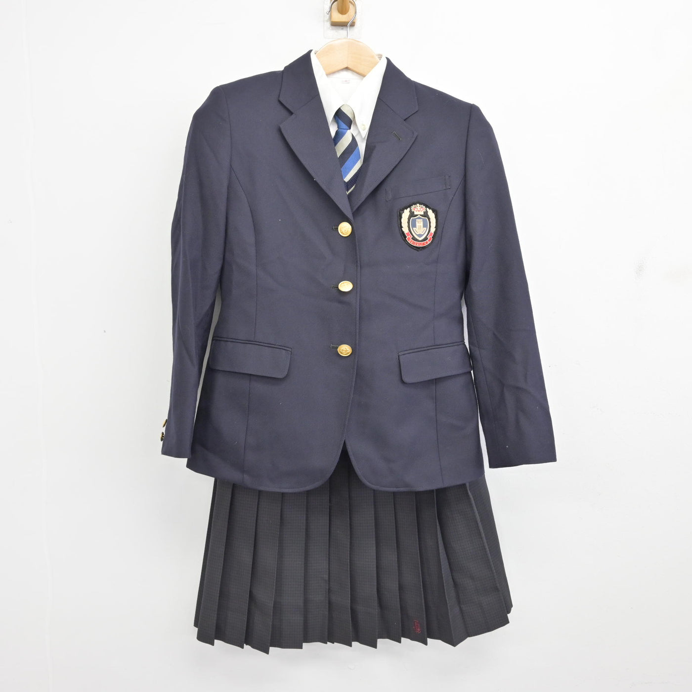 【中古】岡山県 西大寺高等学校 女子制服 5点 (ブレザー・ニット・シャツ・スカート) sf091193