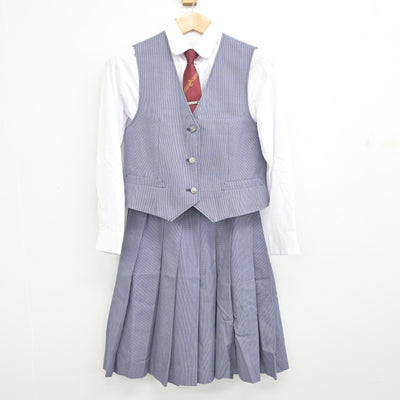 【中古】鹿児島県 武岡台高等学校 女子制服 6点 (ブレザー・ベスト・シャツ・スカート) sf091209