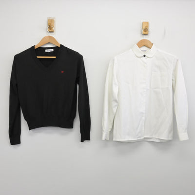 【中古】福島県 会津高等学校 女子制服 2点 (ニット・シャツ) sf091252