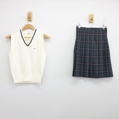 【中古】 自然学園高等学校 女子制服 2点 (ニットベスト・スカート) sf091255