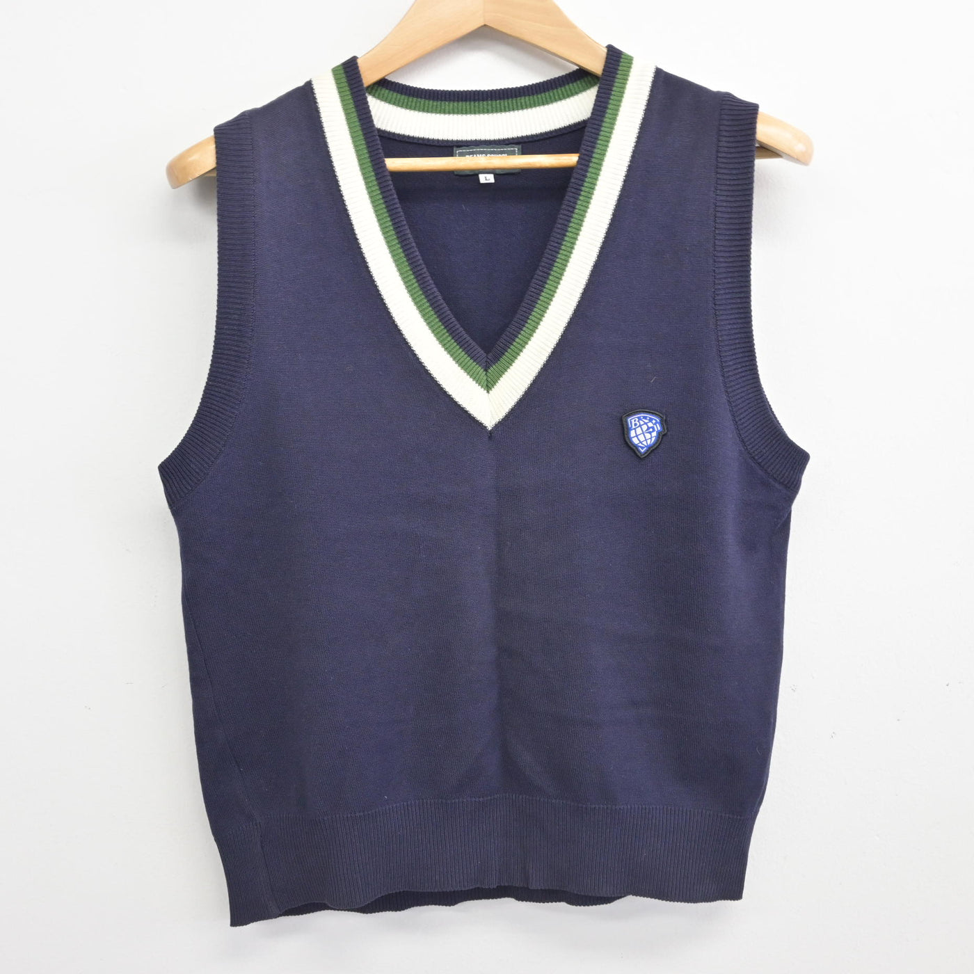 【中古】福岡県 柳川高等学校 女子制服 2点 (ニットベスト・シャツ) sf091263