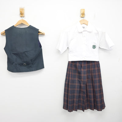 【中古】大阪府 大阪桐蔭中学校・高等学校 女子制服 3点 (ベスト・シャツ・スカート) sf091303