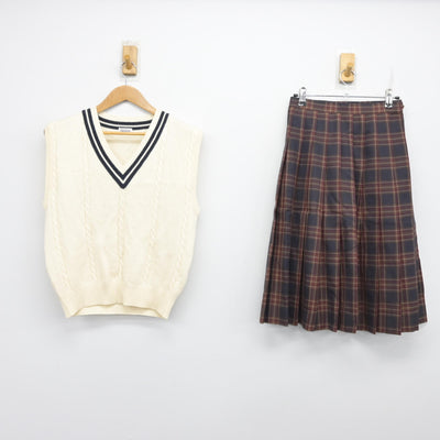 【中古】岩手県 一戸高等学校 女子制服 2点 (ニットベスト・スカート) sf091313