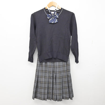 【中古】埼玉県 栄東高等学校 女子制服 3点 (ニット・スカート) sf091334