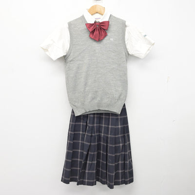 【中古】埼玉県 栄東高等学校 女子制服 4点 (ニットベスト・シャツ・スカート) sf091335