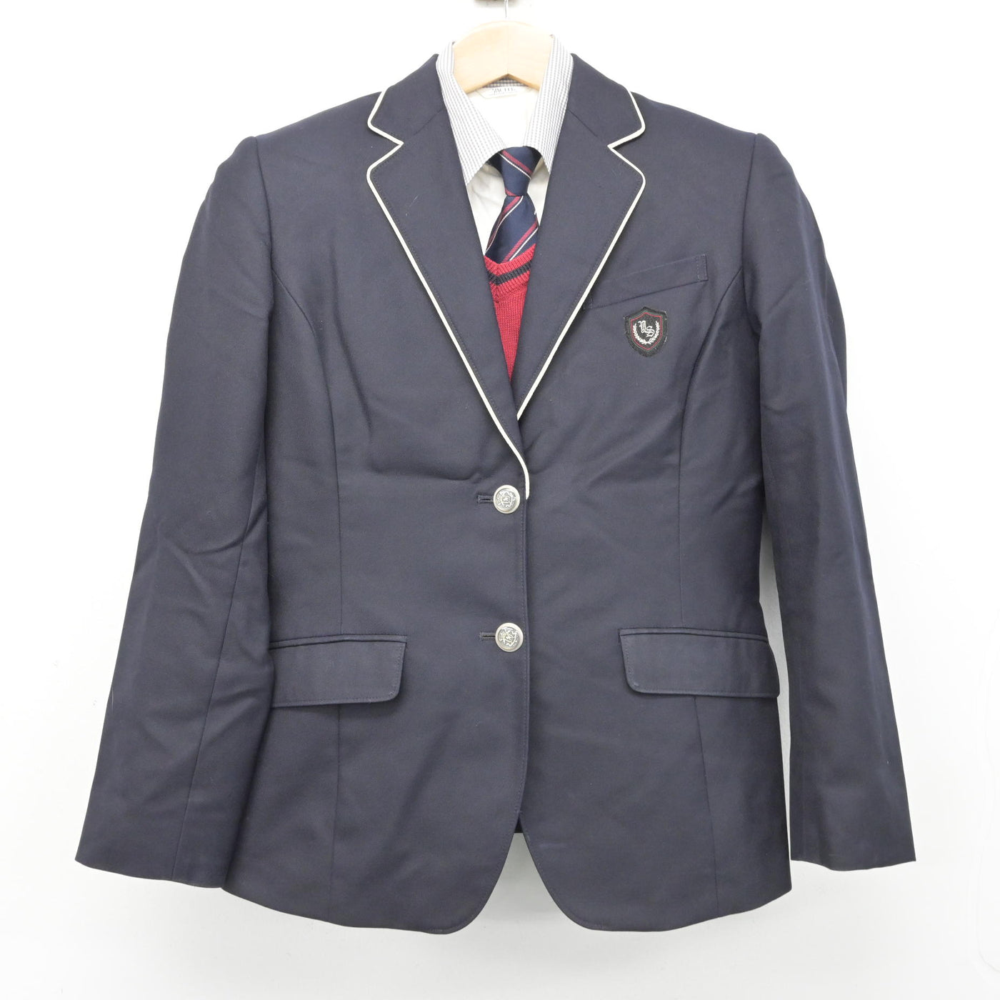 【中古】鳥取県 米子松蔭高等学校 女子制服 4点 (ブレザー・ニット・シャツ) sf091338