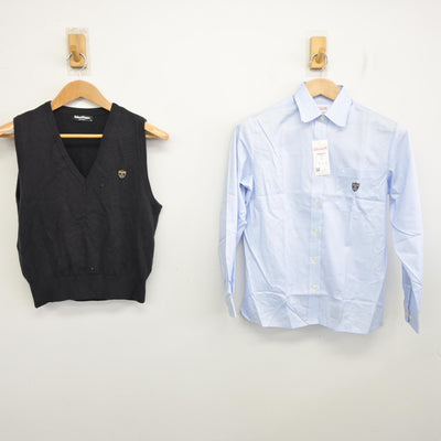 【中古】京都府 洛南高等学校 女子制服 2点 (ニットベスト・シャツ) sf091625
