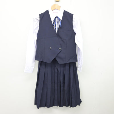 【中古】群馬県 大類中学校 女子制服 5点 (ブレザー・ベスト・シャツ・スカート) sf091772