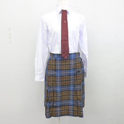 【中古】岡山県 岡山学芸館高等学校 女子制服 4点 (ブレザー・シャツ・スカート) sf091774