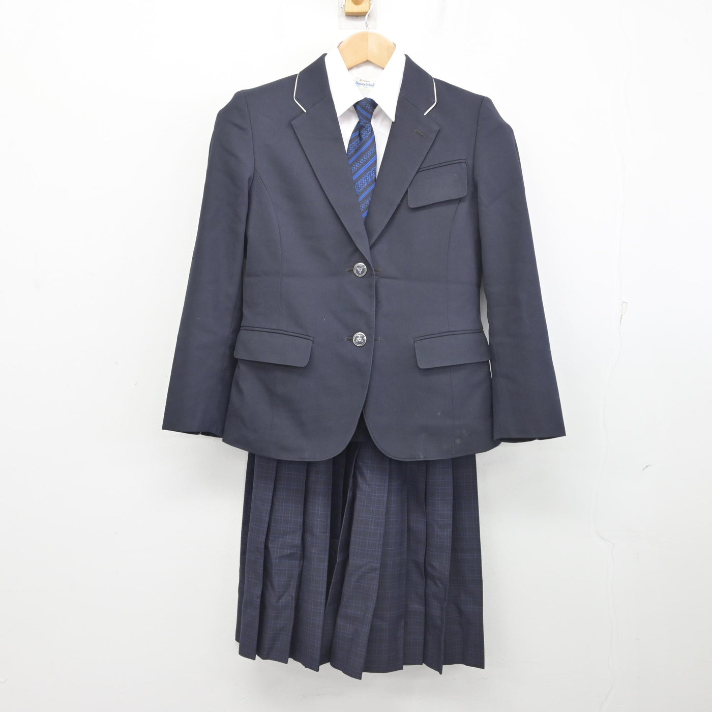 【中古】福岡県 福岡市内中学標準服 女子制服 4点 (ブレザー・シャツ・スカート) sf091777