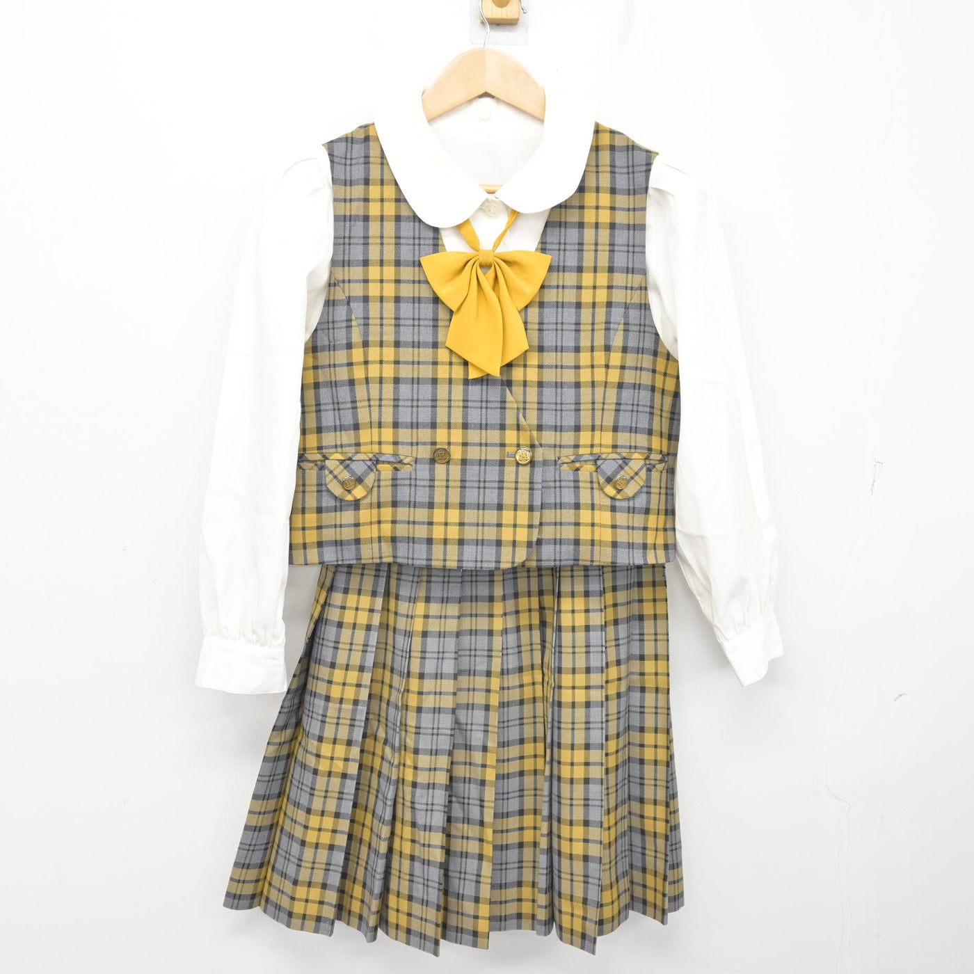 【中古】大分県 原川中学校 女子制服 4点 (ベスト・シャツ・スカート) sf091844