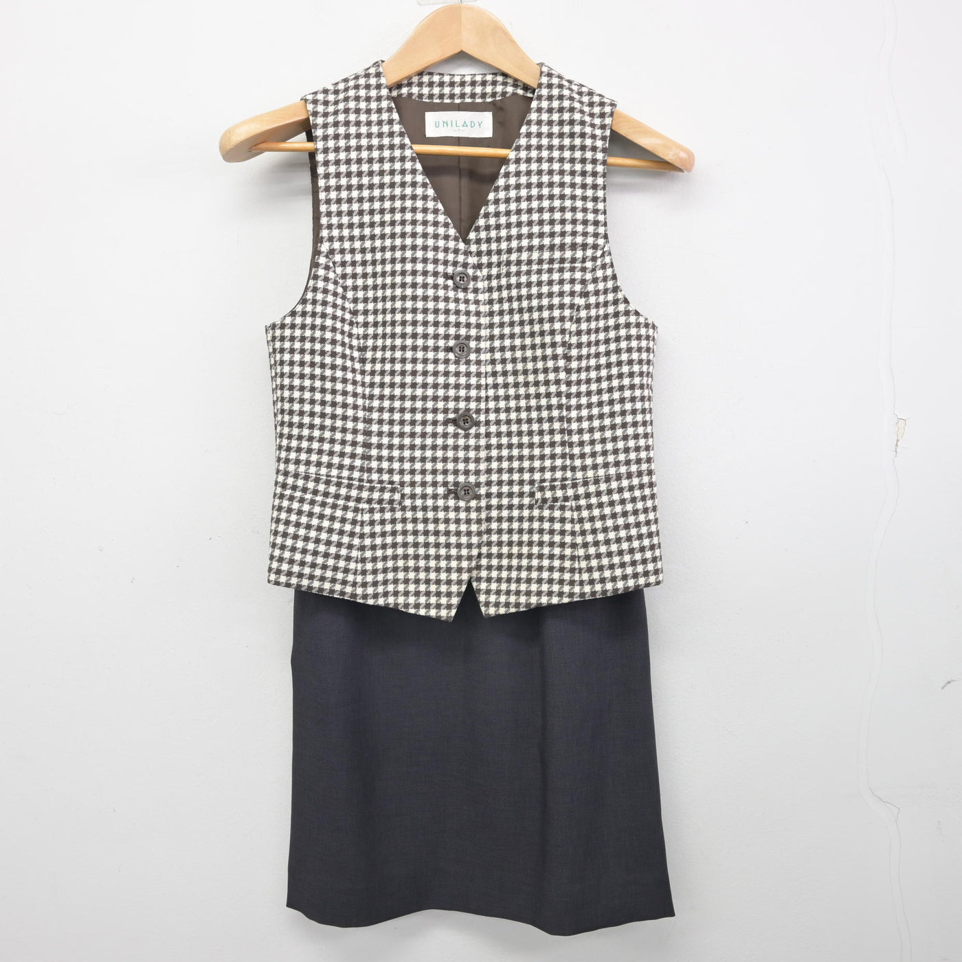 【中古】 事務服 女子制服 3点 (ベスト・スカート) sf091872