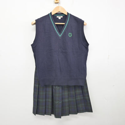 【中古】東京都 上野学園高等学校 女子制服 3点 (ニット・ニットベスト・スカート) sf091962