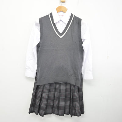 【中古】北海道 北海道札幌平岡高等学校 女子制服 4点 (ブレザー・ニットベスト・シャツ・スカート) sf091999