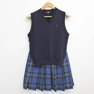 【中古】北海道 東海大学付属札幌高等学校 女子制服 4点 (ブレザー・ニットベスト・スカート) sf092058