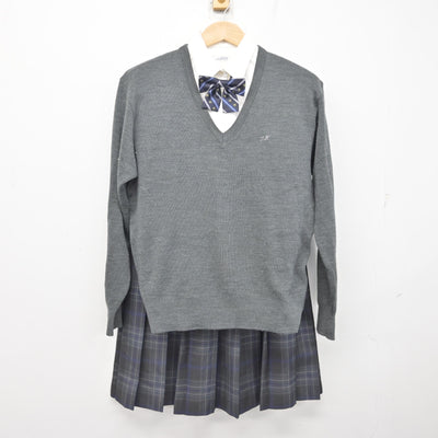 【中古】愛知県 豊橋高等学校 女子制服 4点 (ニット・シャツ・スカート) sf093095
