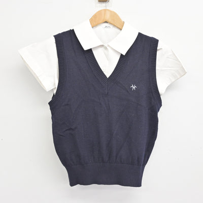 【中古】東京都 白_高等学校・附属中学校 女子制服 2点 (ニットベスト・シャツ) sf093620