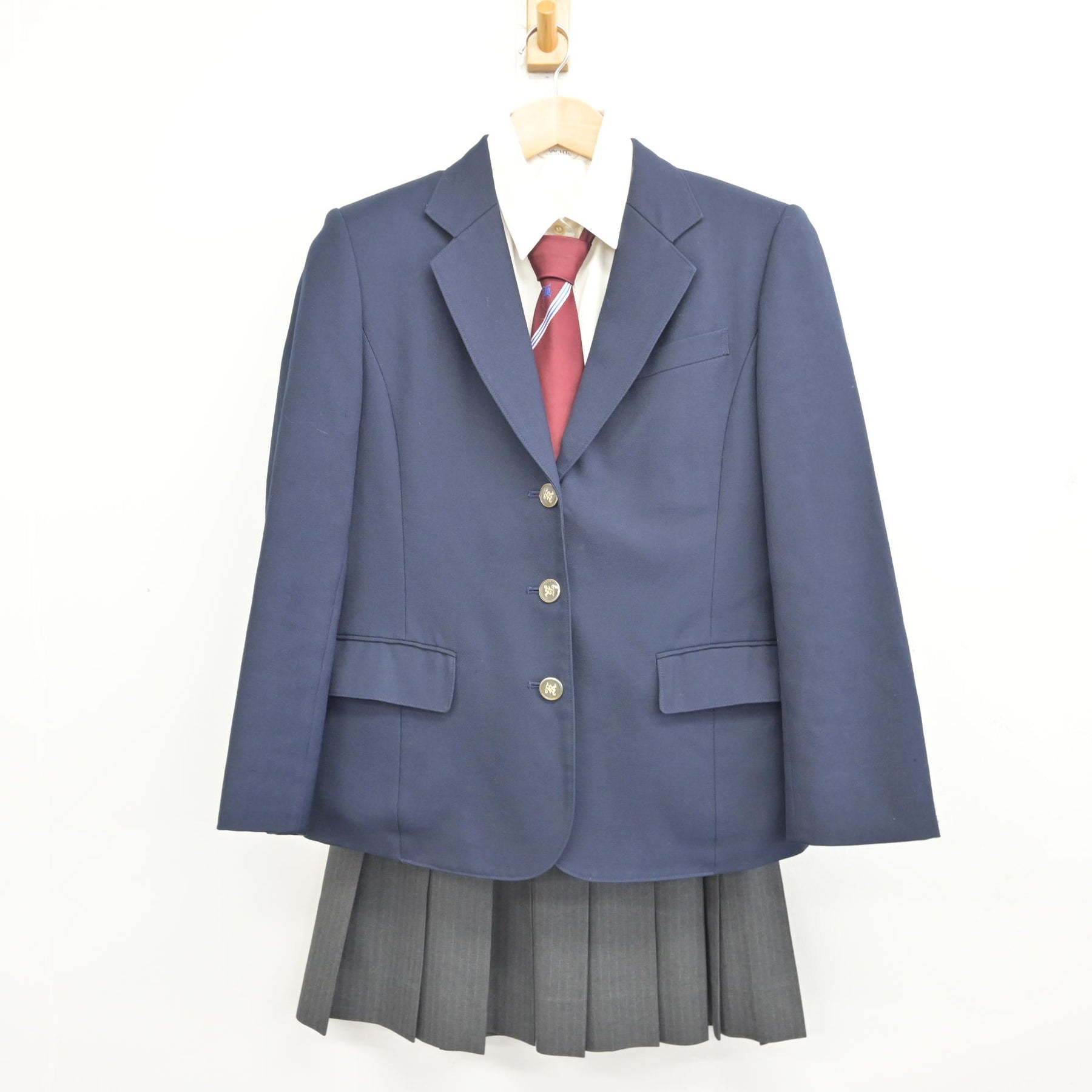 ブレザーと夏冬スカート 4点セット 可児 中古】岐阜県 可児高等学校 女子制服 4点 (ブレザー・シャツ