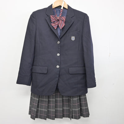 【中古】茨城県 水海道第二高等学校 女子制服 4点 (ブレザー・ニット・スカート) sf094176