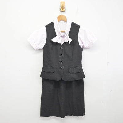 【中古】 事務服 女子制服 3点 (ベスト・ブラウス・スカート) sf094500