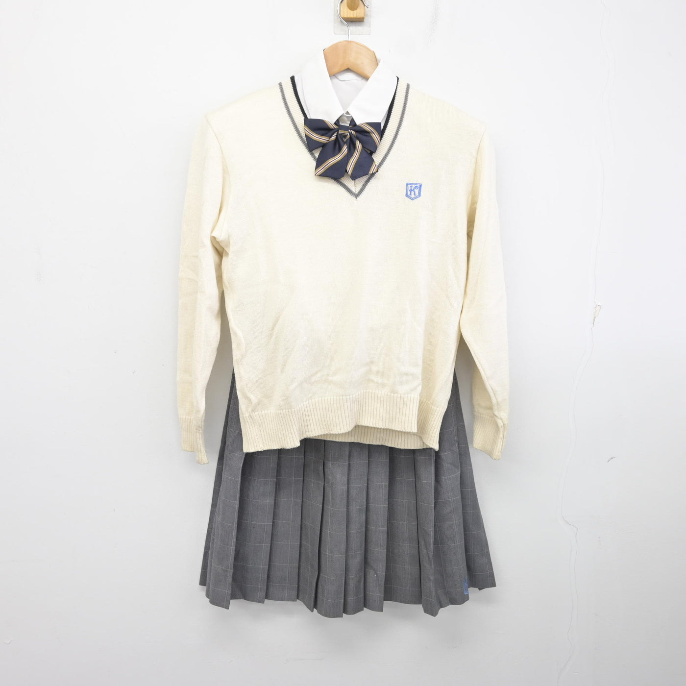 【中古】千葉県 船橋北高等学校 女子制服 5点 (ブレザー・ニット・シャツ・スカート) sf094921
