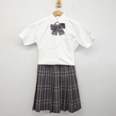 【中古】埼玉県 正智深谷高等学校 女子制服 3点 (シャツ・スカート) sf094928