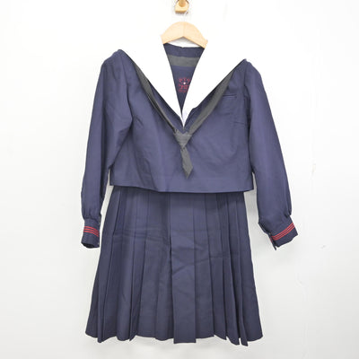 【中古】大阪府 プール学院中学校・高等学校  女子制服 2点 (セーラー服・スカート) sf095017