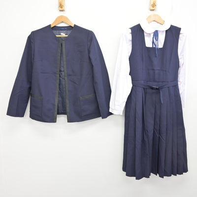 【中古】千葉県 葛飾中学校 女子制服 4点 (ブレザー・シャツ・ジャンパースカート) sf095112
