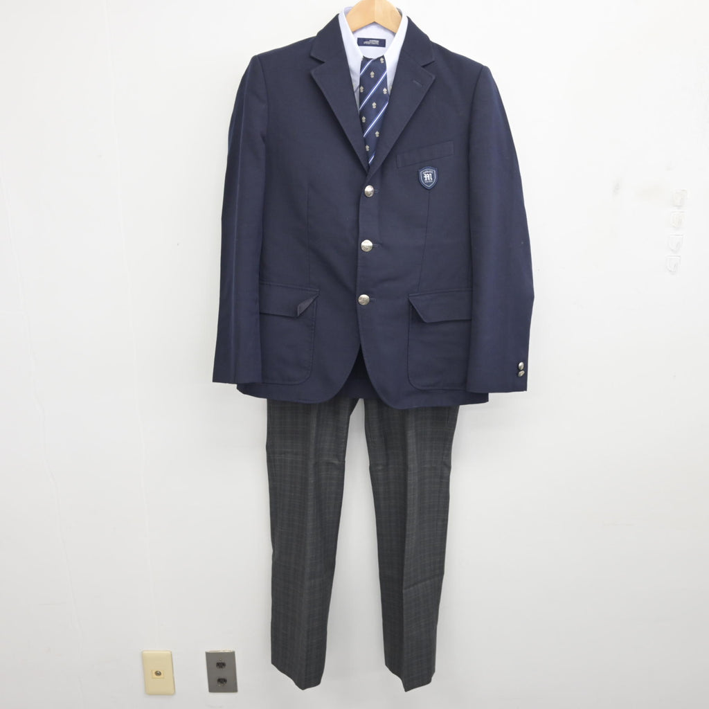 中古】大阪府 茨田高等学校 男子制服 4点 (ブレザー・シャツ