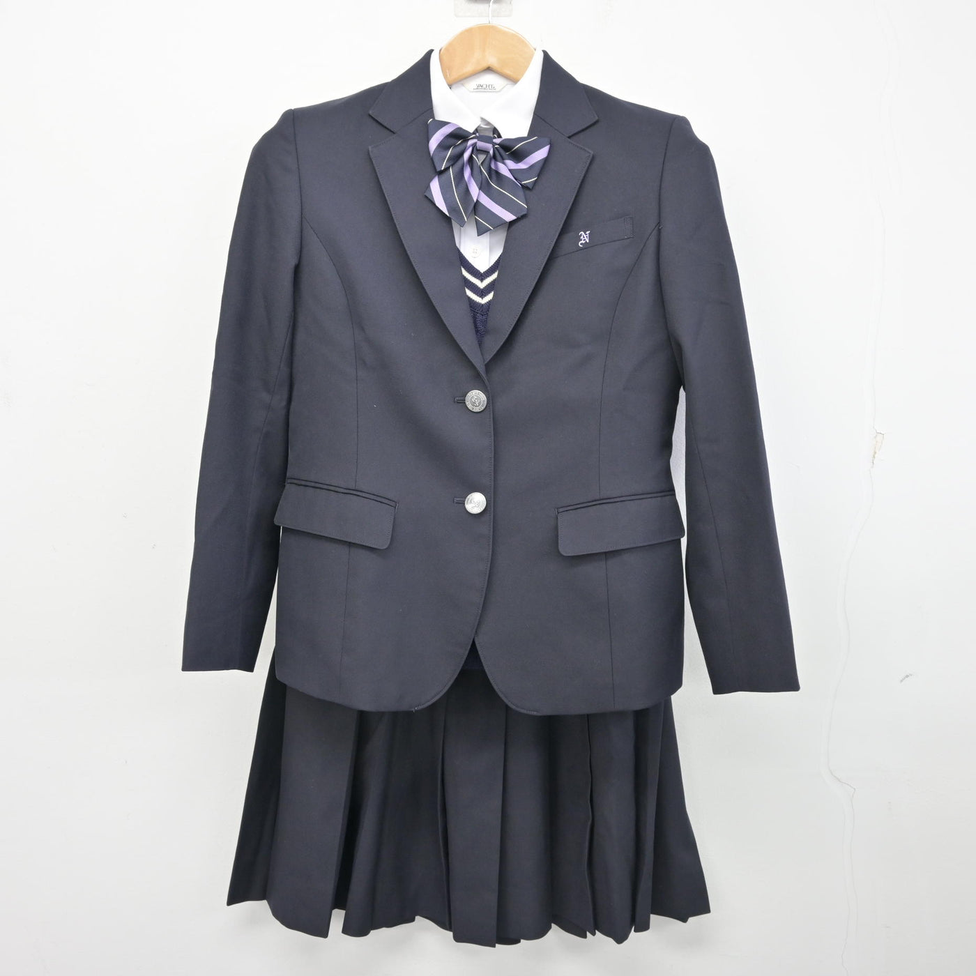 【中古】岐阜県 多治見西高等学校 女子制服 5点 (ブレザー・ニット・シャツ・スカート) sf095310