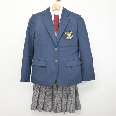 【中古】岡山県 岡山工業高等学校 女子制服 5点 (ブレザー・ベスト・シャツ・スカート) sf095337