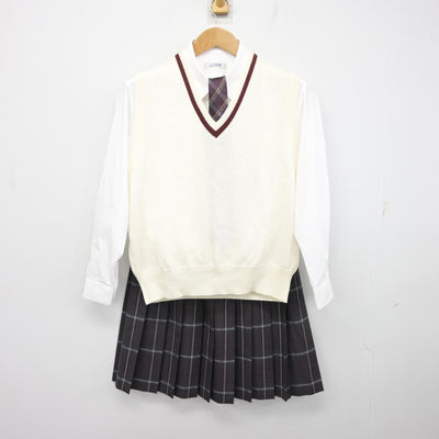 【中古】秋田県 令和高等学校 女子制服 5点 (ブレザー・ニットベスト・シャツ・スカート) sf095389