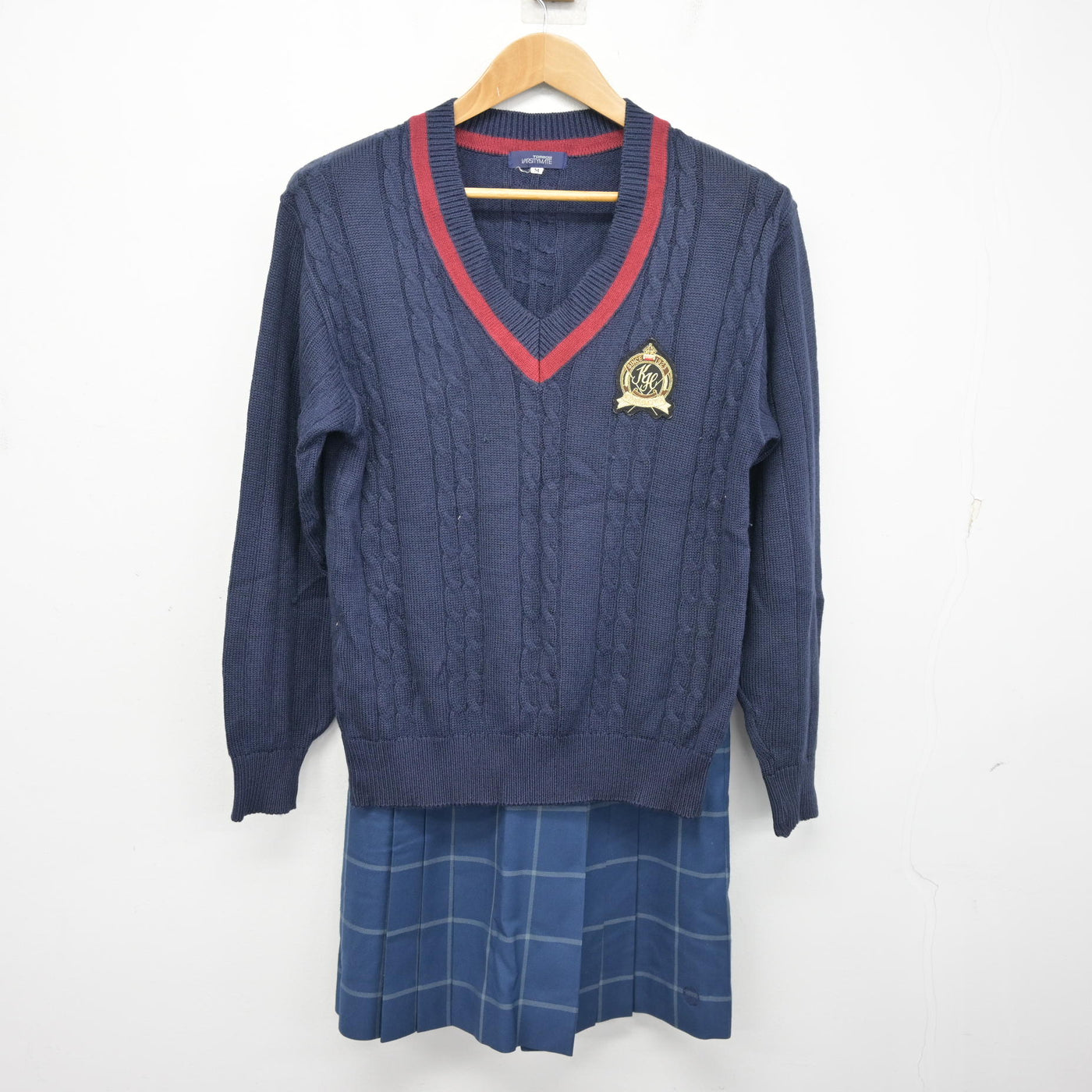 【中古】北海道 北見柏陽高等学校 女子制服 3点 (ブレザー・ニット・スカート) sf095412
