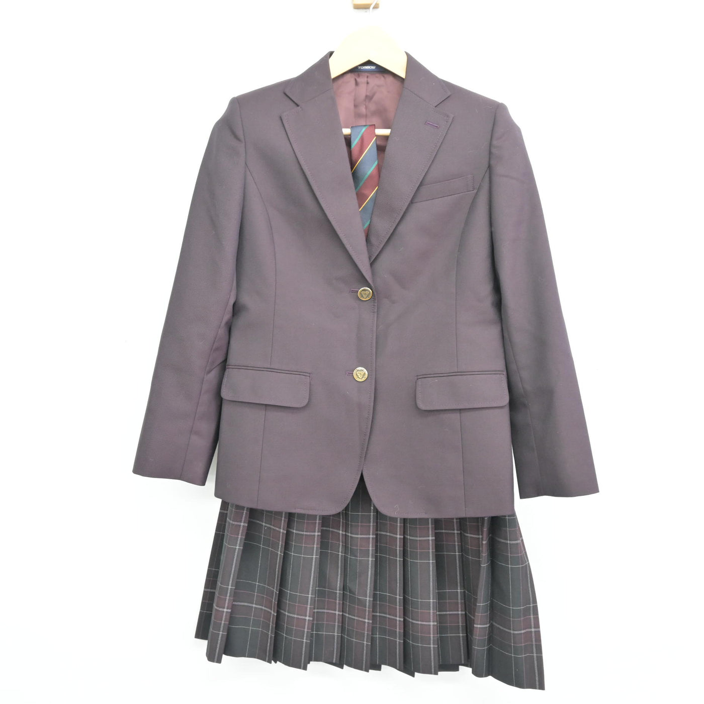 【中古】北海道 旭川明成高等学校 女子制服 3点 (ブレザー・スカート) sf095662