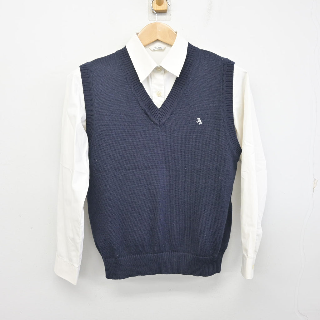中古】福岡県 福岡農業高等学校 女子制服 2点 (ニットベスト・シャツ 中古】福岡県 福岡農業高等学校 女子制服 2点 (ニットベスト・シャツ