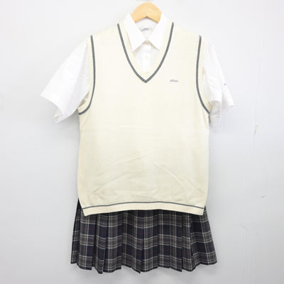 【中古】北海道 札幌光星高等学校 女子制服 3点 (ニットベスト・シャツ・スカート) sf096533