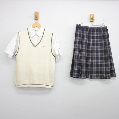 【中古】北海道 札幌光星高等学校 女子制服 3点 (ニットベスト・シャツ・スカート) sf096533